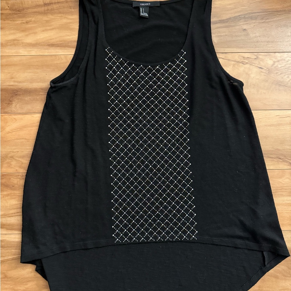 Forever 21 Black Tank Top with Silver Detailing